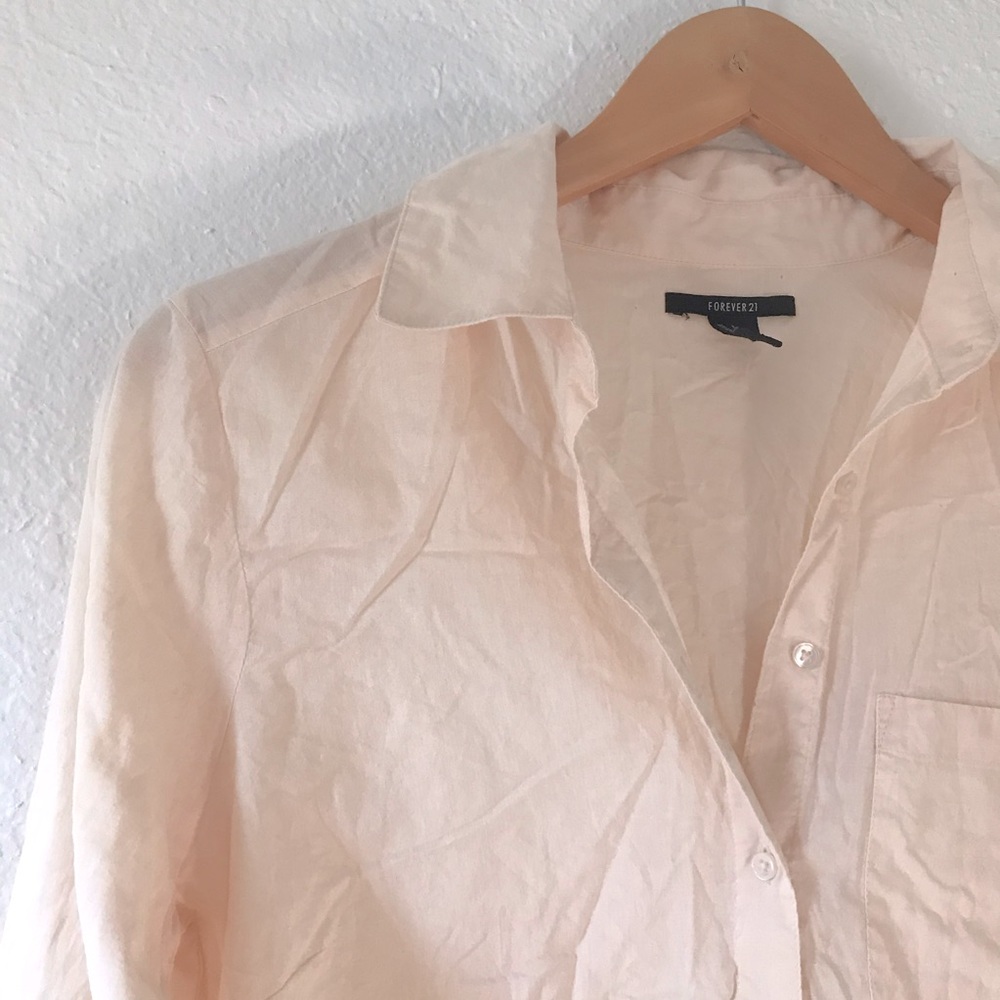Forever21 Light Peach Button Up Top